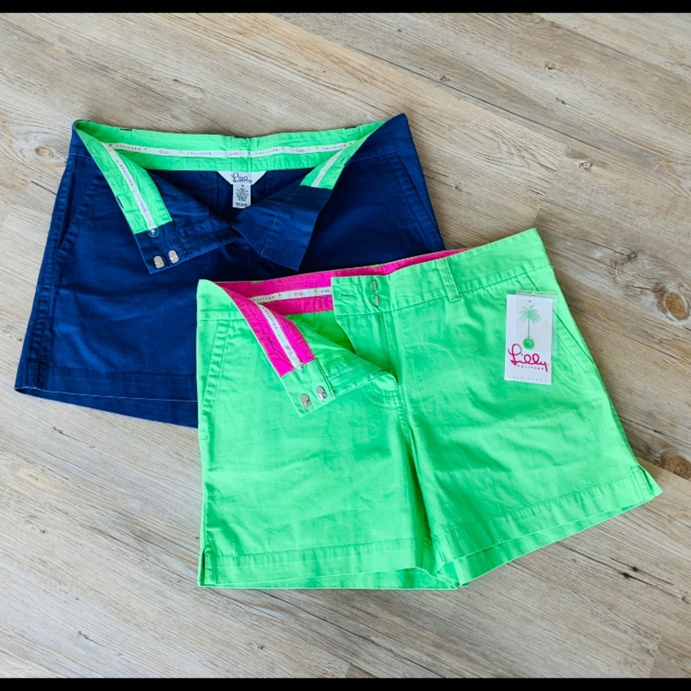 NEW TWO Lilly Pulitzer size 8 Women’s Shorts and bonus Lilly scarf!
